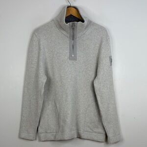 Escales Paris Sweater Mens XXL Light Gray Cashmere Wool Quarter Zip Pockets